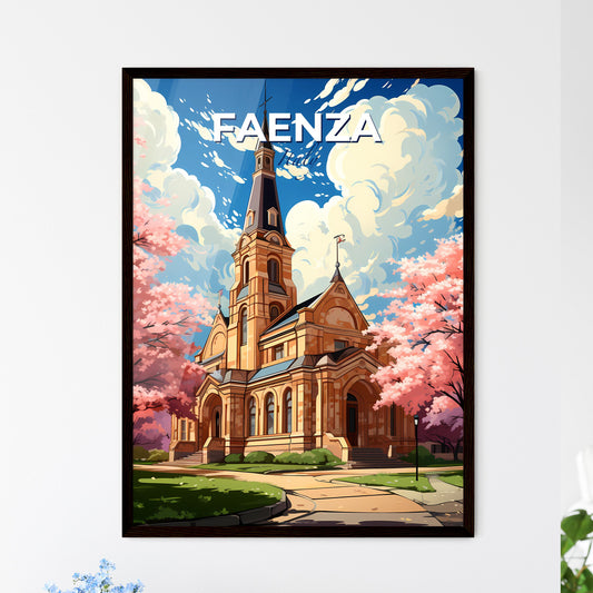 Faenza, Italy, A Poster of a church with a tower and trees Default Title