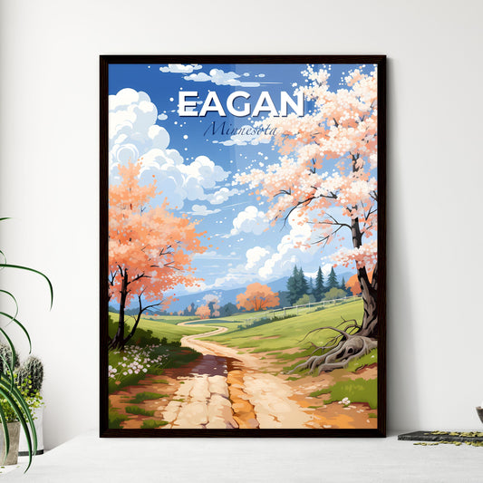 Eagan, Minnesota, A Poster of a dirt road through a grassy field with pink flowers Default Title