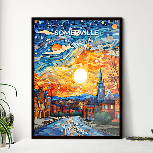 Somerville, Massachusetts, A Poster of a stained glass window of a town Default Title