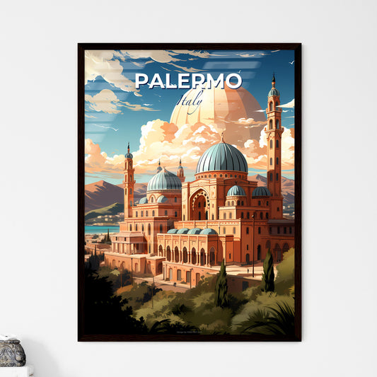 Palermo, Italy, A Poster of a large building with domes and trees Default Title