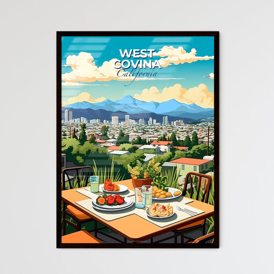 West Covina, California, A Poster of a table with food and drinks on it overlooking a city Default Title