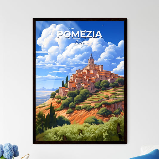 Pomezia, Italy, A Poster of a painting of a town on a hill Default Title