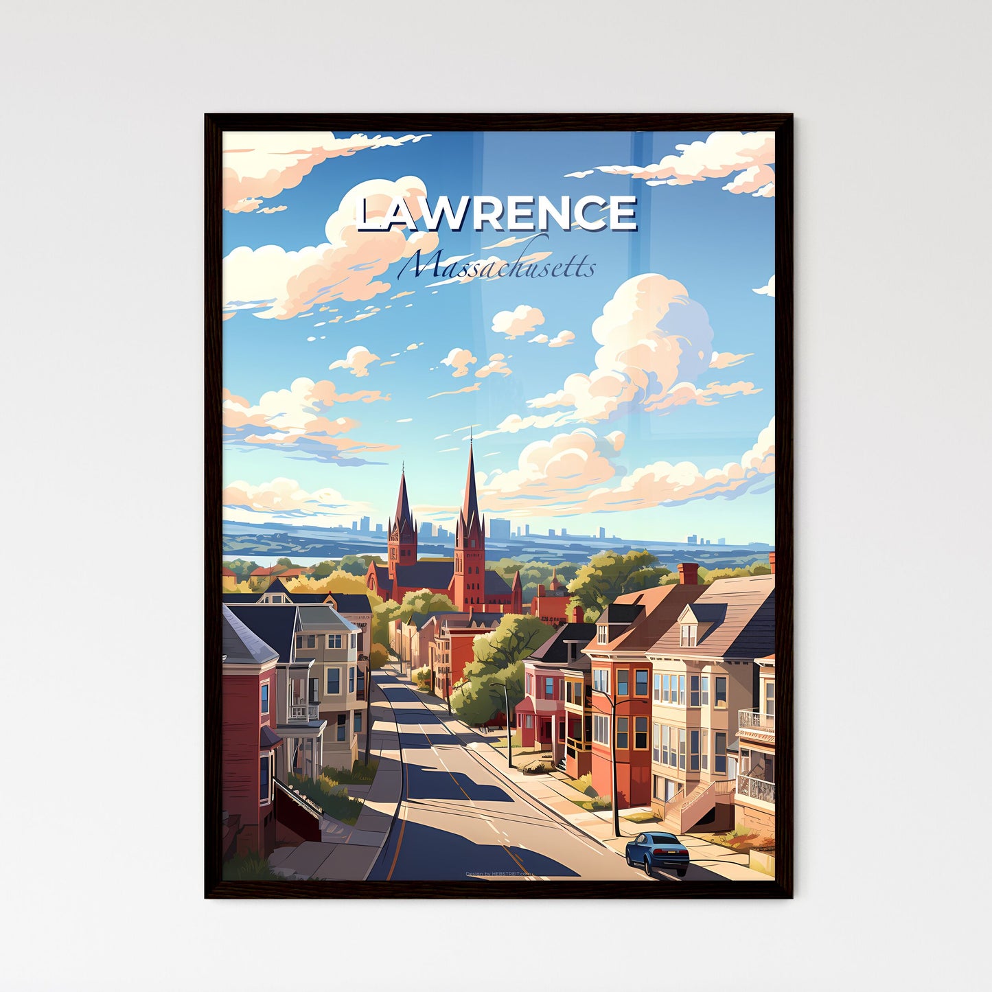 Lawrence, Massachusetts, A Poster of a street with buildings and trees in the background Default Title