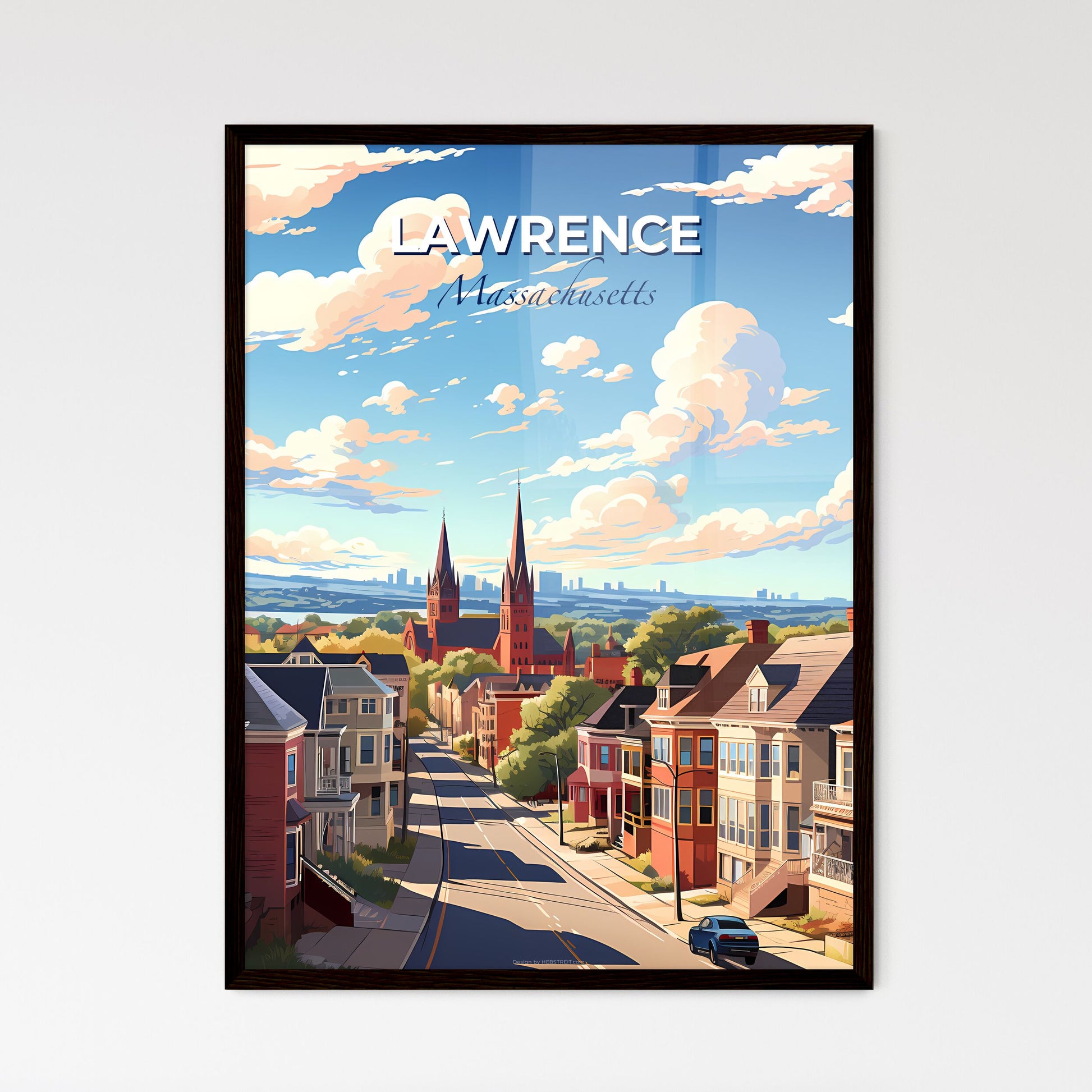 Lawrence, Massachusetts, A Poster of a street with buildings and trees in the background Default Title
