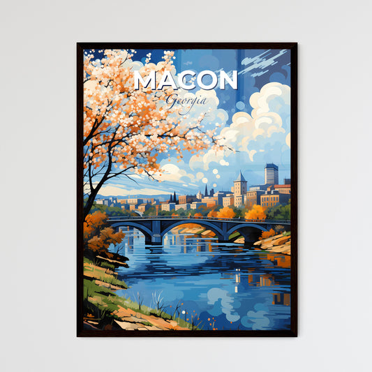 Macon, Georgia, A Poster of a bridge over a river with a tree and a city in the background Default Title