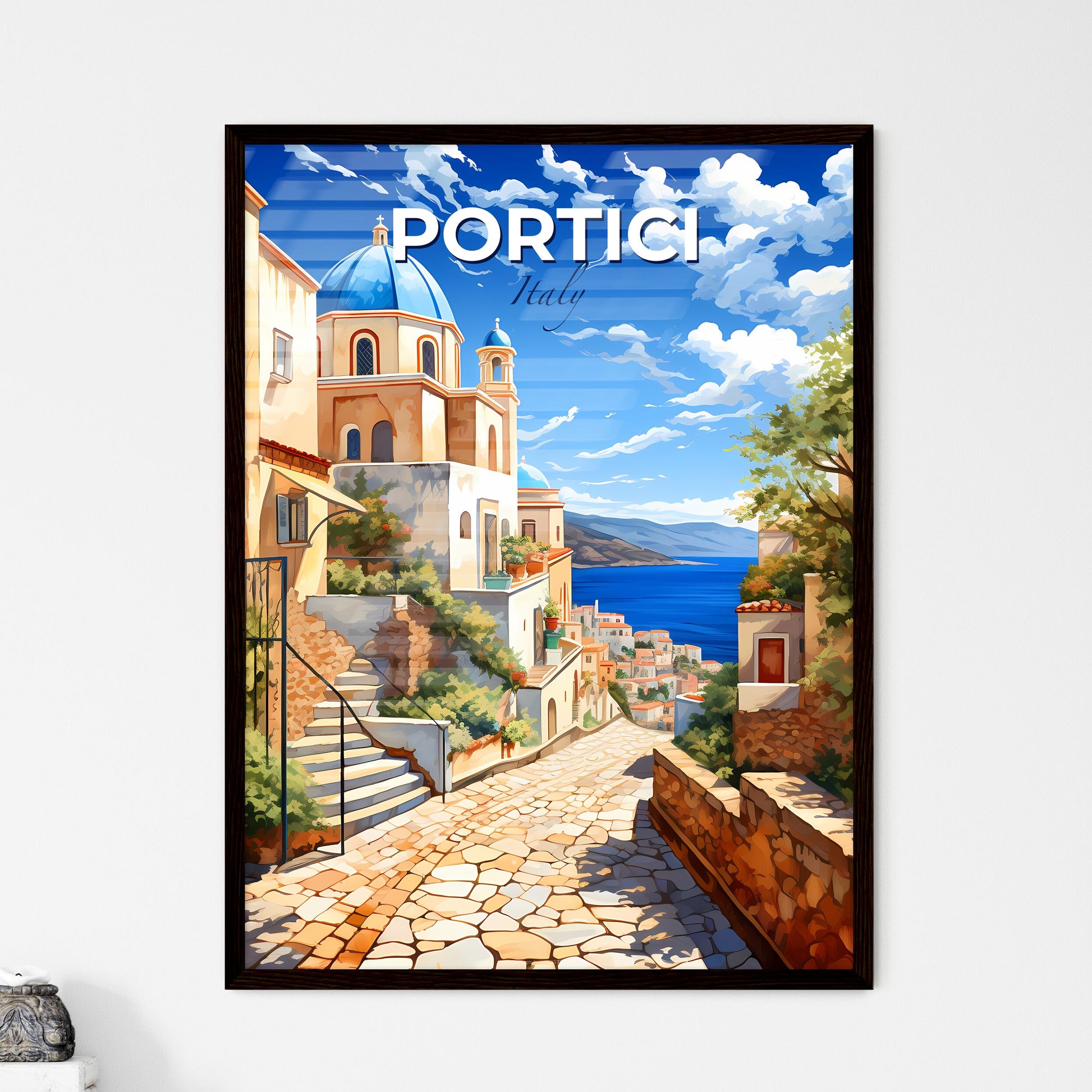 Portici, Italy, A Poster of a street with buildings and a body of water Default Title