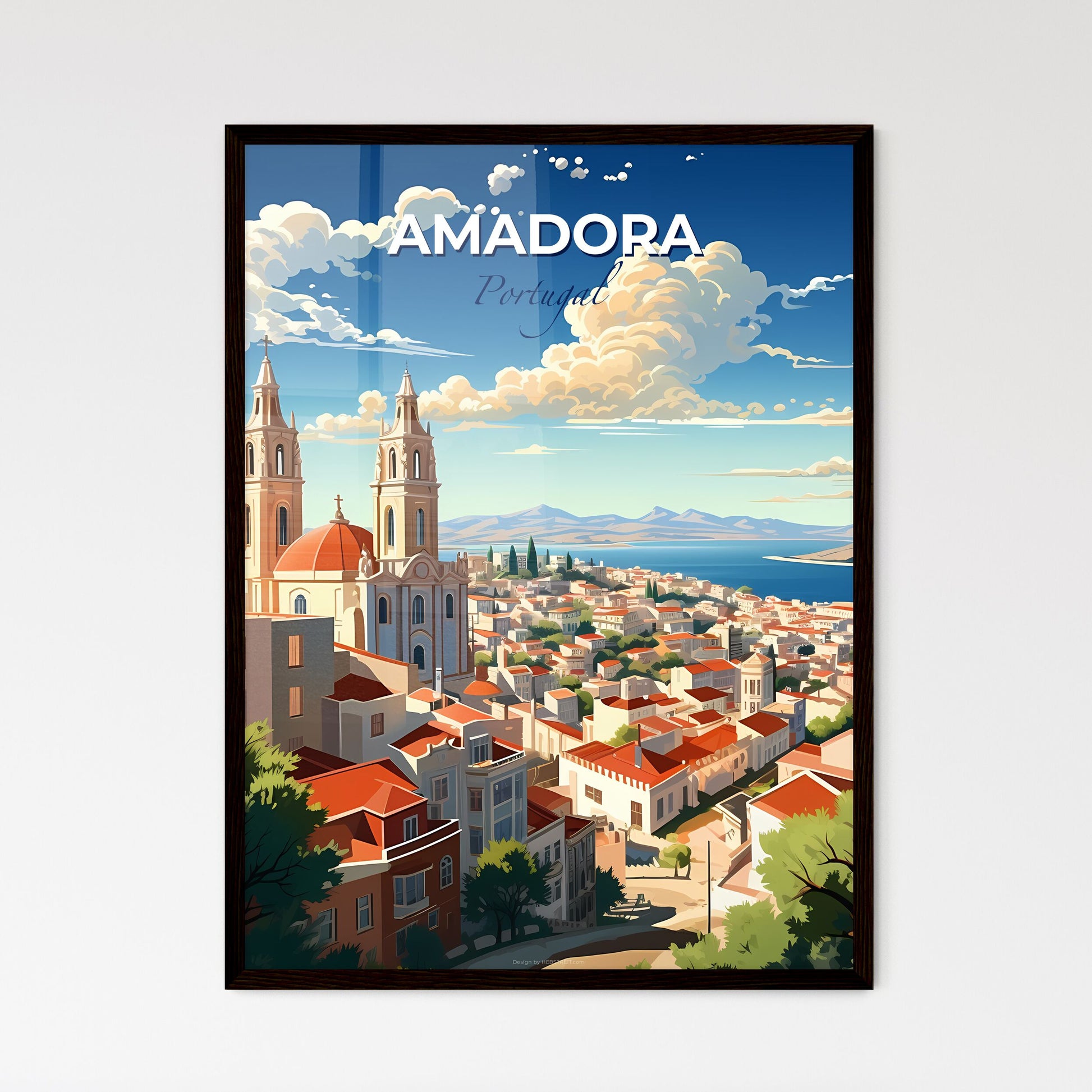 Amadora, Portugal, A Poster of a city with a large building and a body of water Default Title