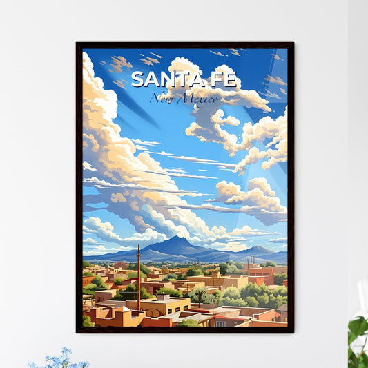 Santa Fe, New Mexico, A Poster of a city with trees and mountains in the background Default Title