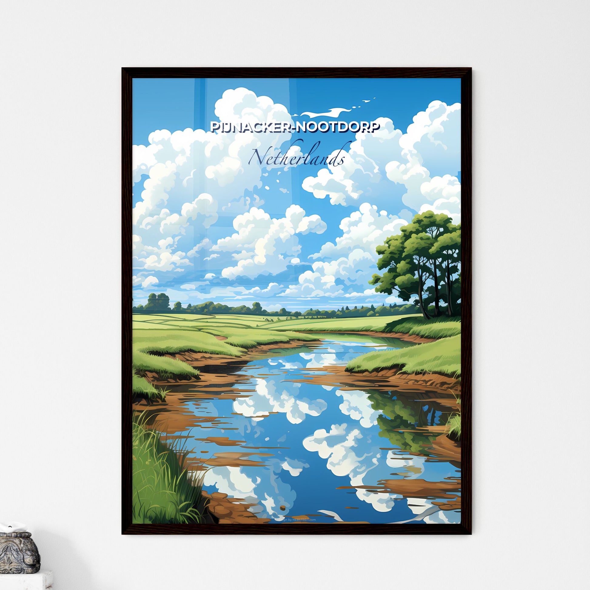 Pijnacker-Nootdorp, Netherlands, A Poster of a river running through a grassy field Default Title