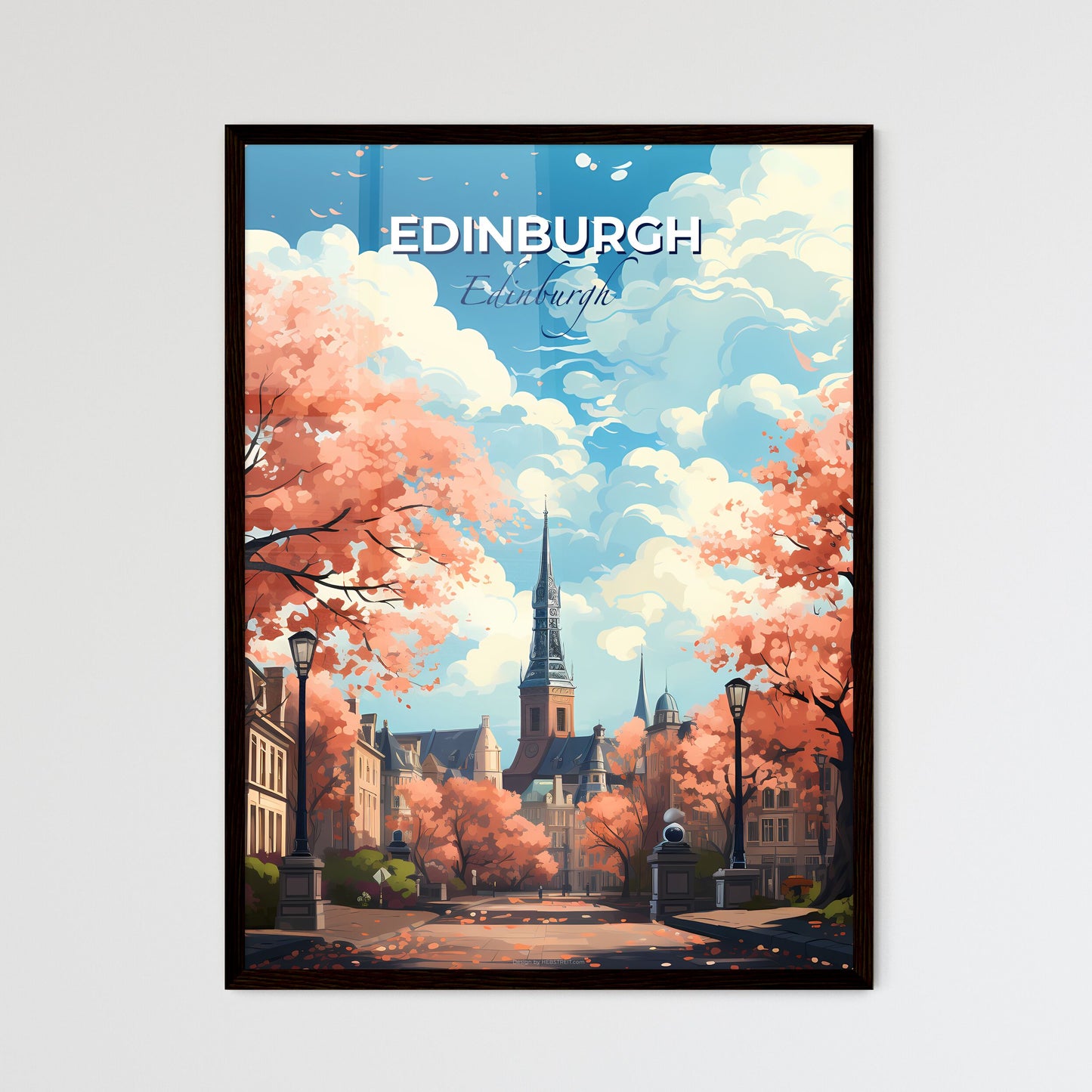 Edinburgh, Edinburgh, A Poster of a street with trees and a church in the background Default Title