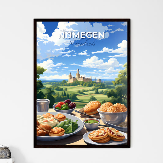 Nijmegen, Netherlands, A Poster of a table with food and a castle in the background Default Title