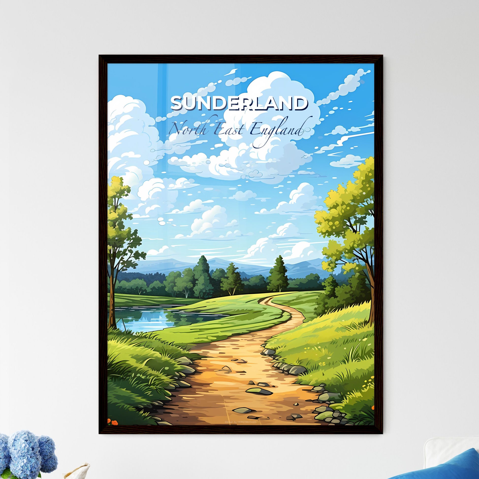 Sunderland, North East England, A Poster of a dirt road through a grassy field with trees and a river Default Title