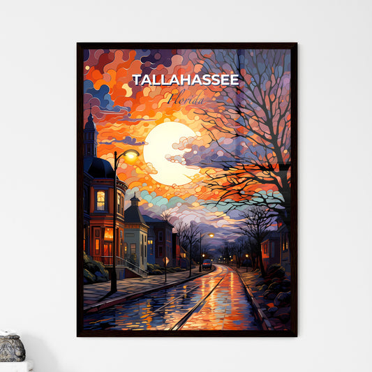 Tallahassee, Florida, A Poster of a street with a moon and trees Default Title