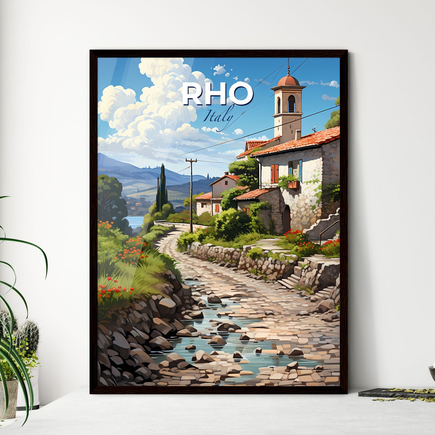 Rho, Italy, A Poster of a stone road leading to a village Default Title