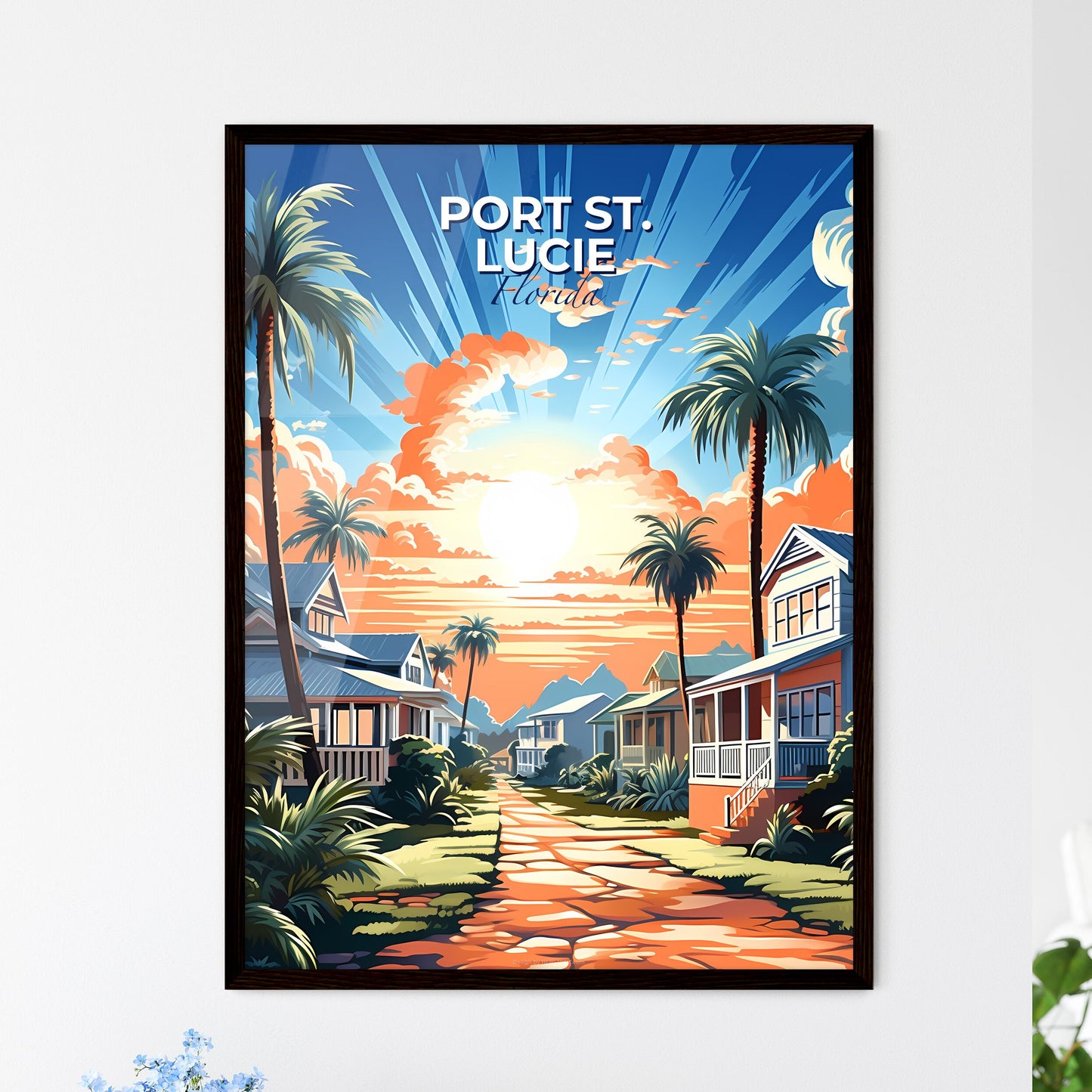 Port St. Lucie, Florida, A Poster of a street with palm trees and houses Default Title