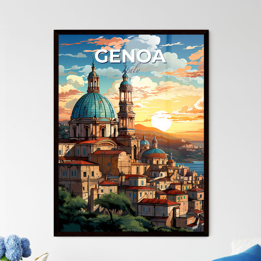 Genoa, Italy, A Poster of a city with a dome and a blue roof Default Title