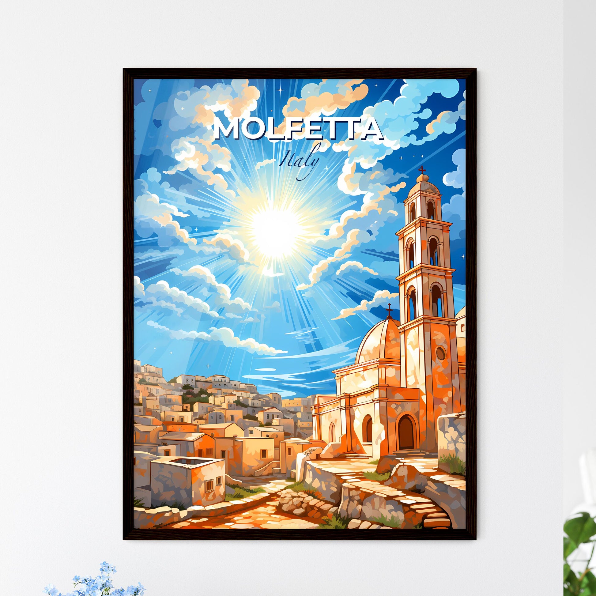 Molfetta, Italy, A Poster of a building with a tower and a steeple in a city Default Title