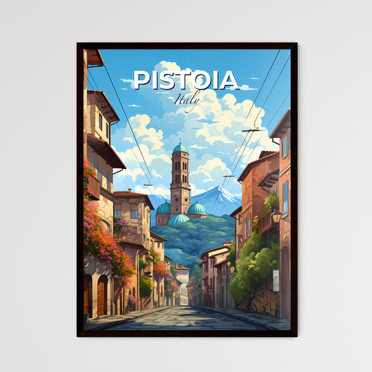 Pistoia, Italy, A Poster of a street with buildings and a tower on top Default Title