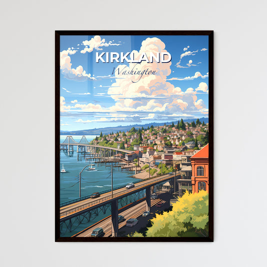 Kirkland, Washington, A Poster of a bridge over a body of water with houses and a bridge Default Title