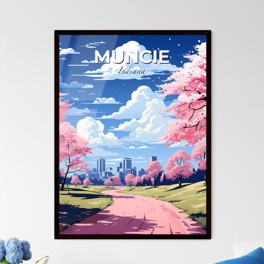 Muncie, Indiana, A Poster of a pink trees with pink flowers on a road Default Title