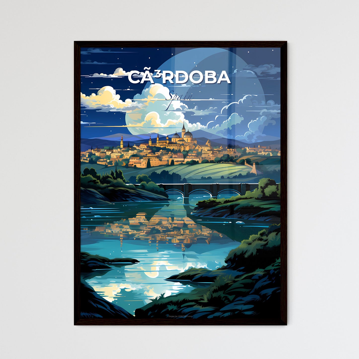 Cã³Rdoba, Spain, A Poster of a bridge over a river with a city in the background Default Title