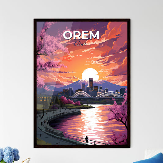 Orem, Utah, A Poster of a cityscape with a river and mountains in the background Default Title