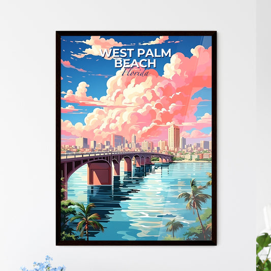West Palm Beach, Florida, A Poster of a bridge over water with palm trees and a city in the background Default Title