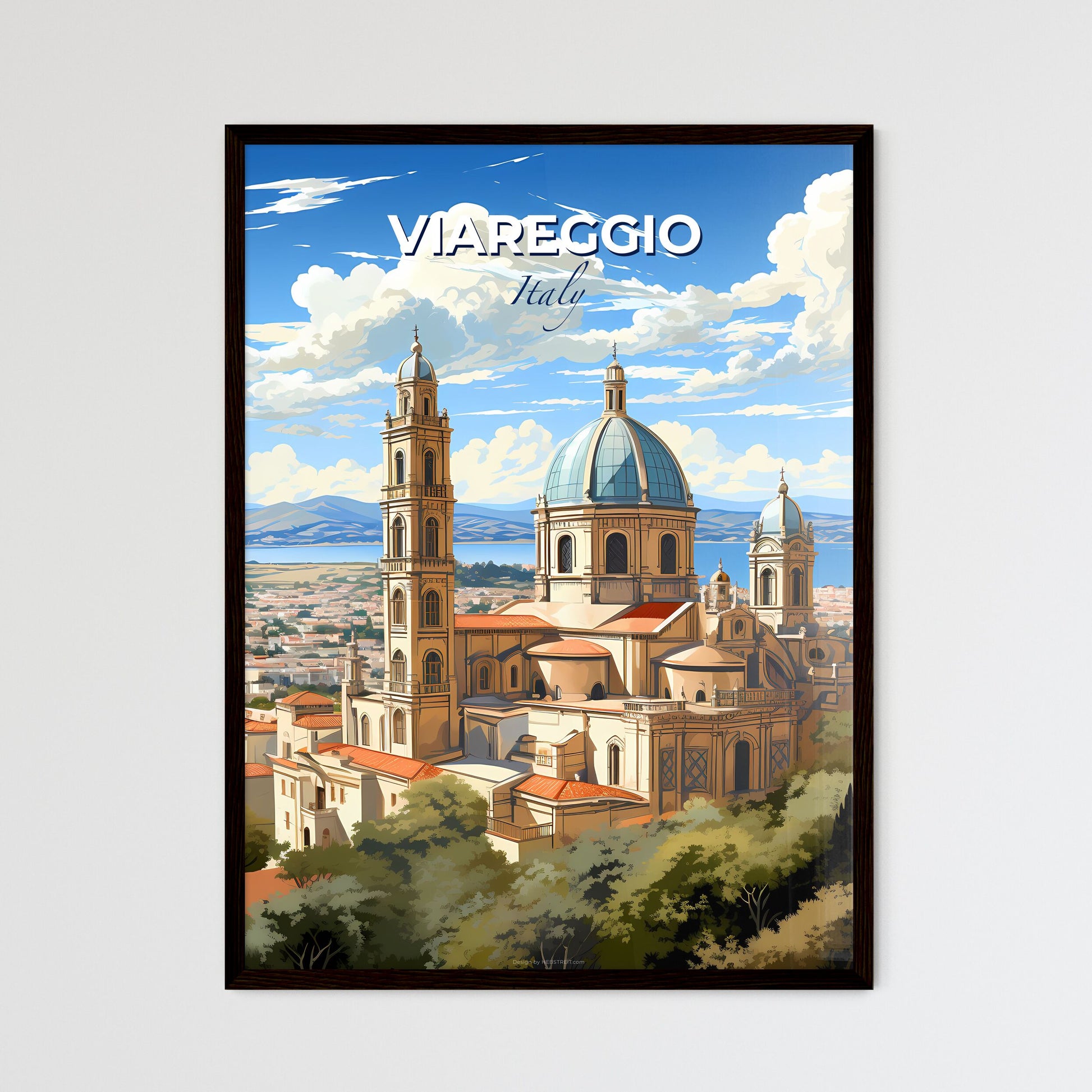 Viareggio, Italy, A Poster of a large building with towers and a city in the background Default Title