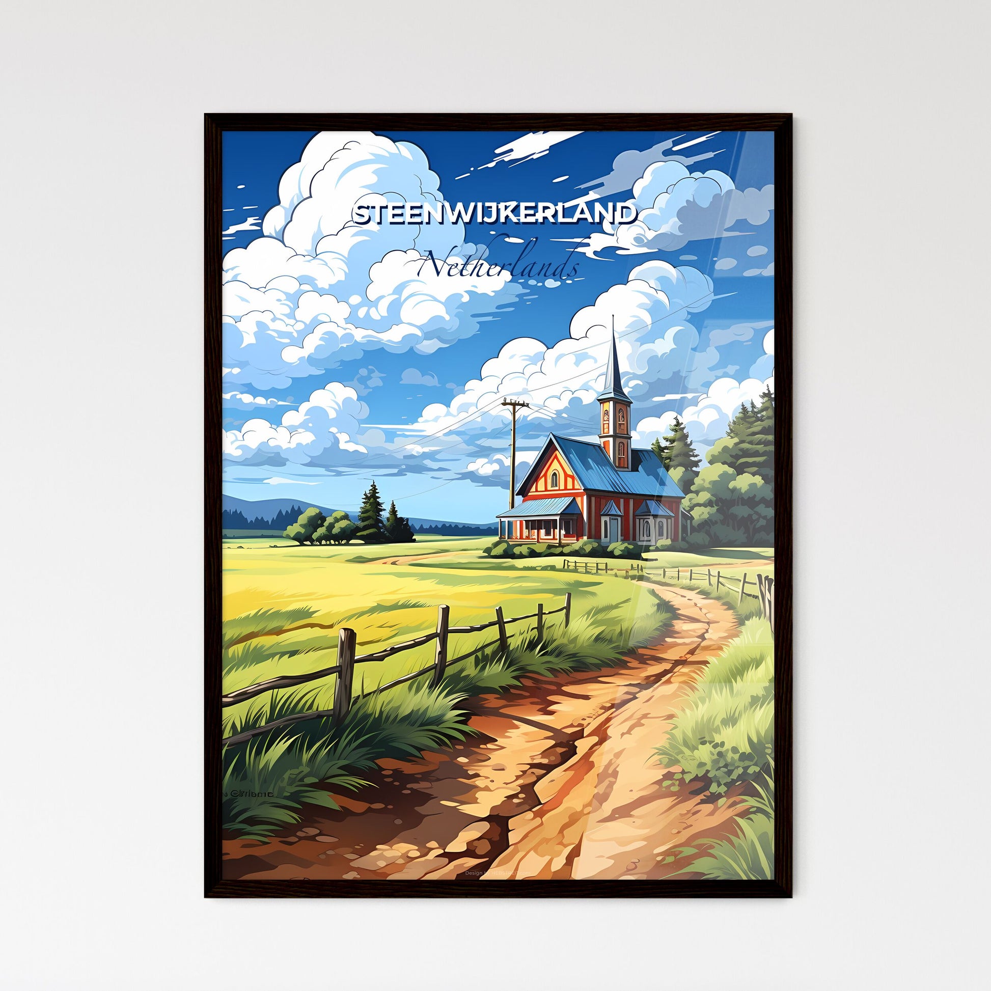 Steenwijkerland, Netherlands, A Poster of a painting of a house in a field Default Title