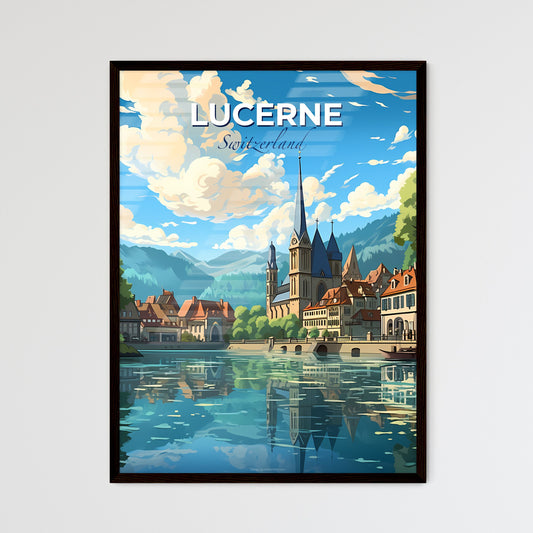 Lucerne, Switzerland, A Poster of a water body with a castle and buildings Default Title