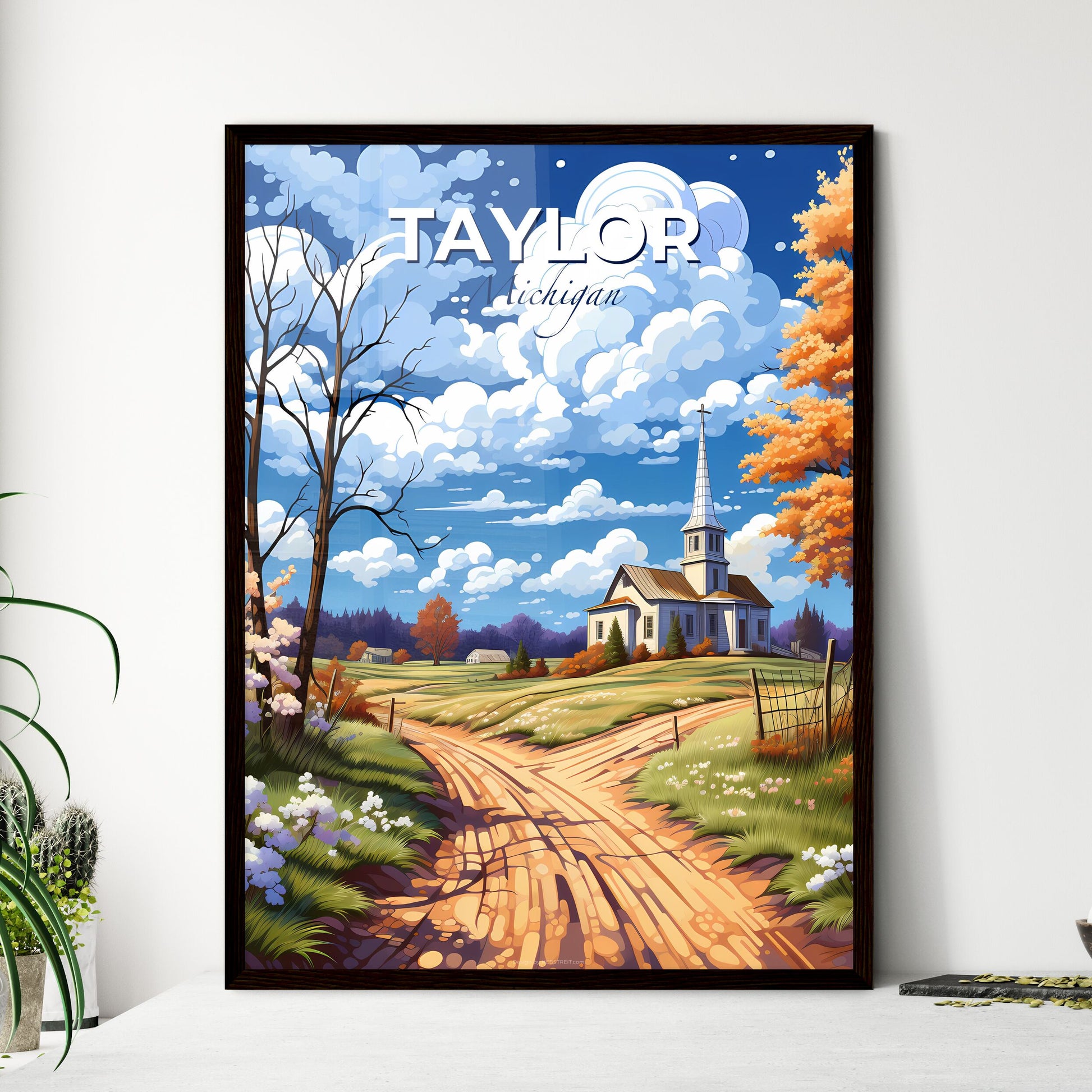 Taylor, Michigan, A Poster of a church on a dirt road Default Title