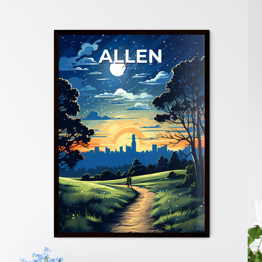 Allen, Texas, A Poster of a painting of a landscape with a person walking on a path Default Title