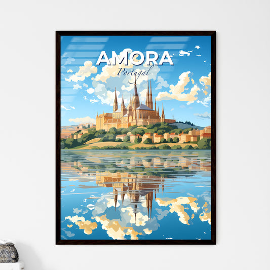 Amora, Portugal, A Poster of a castle on a hill with a city and water reflection Default Title