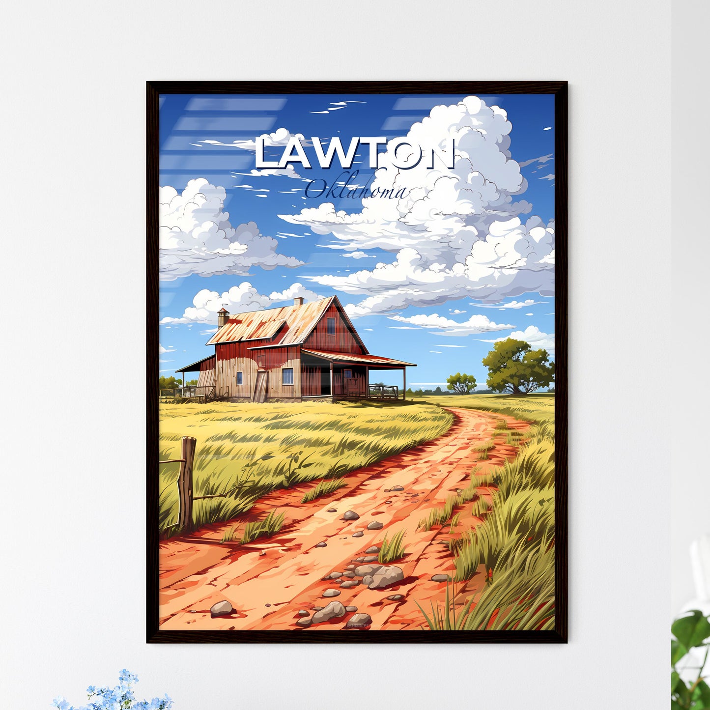 Lawton, Oklahoma, A Poster of a dirt road leading to a house with Kaunas Castle in the background Default Title