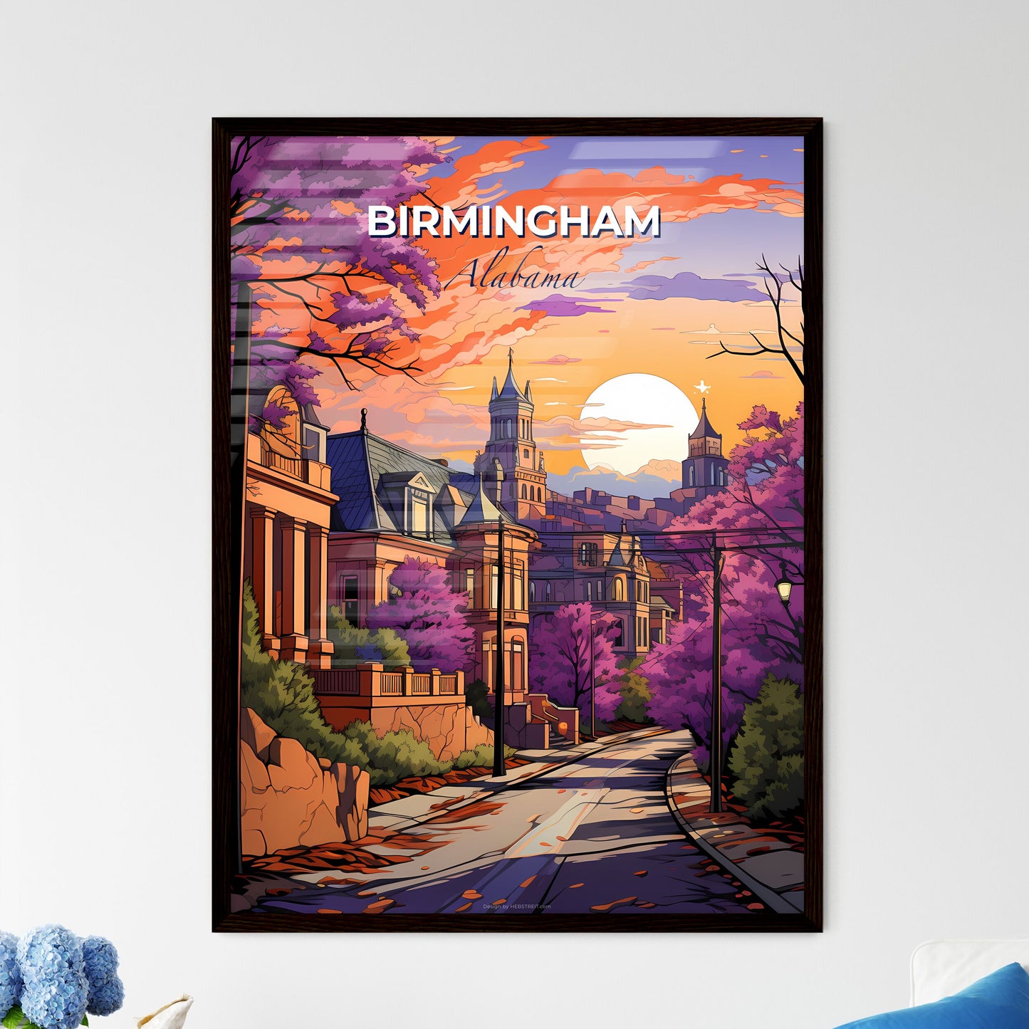 Birmingham, Alabama, A Poster of a street with trees and buildings in the background Default Title