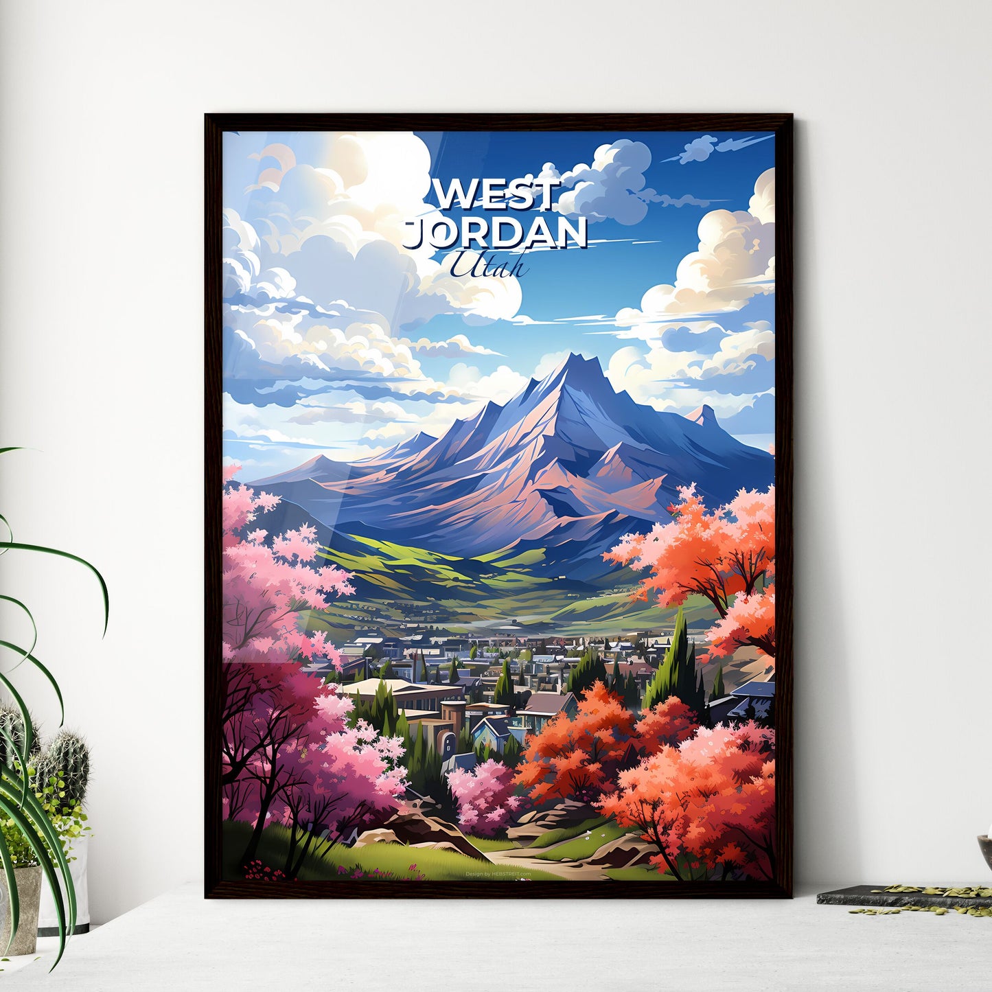 West Jordan, Utah, A Poster of a mountain with trees and a city Default Title