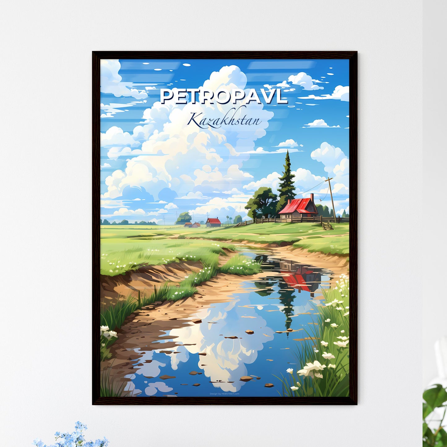 Petropavl, Kazakhstan, A Poster of a stream of water with a house and trees in the background Default Title