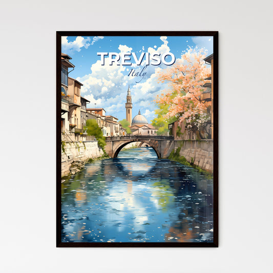 Treviso, Italy, A Poster of a river with a bridge and a building in the background Default Title