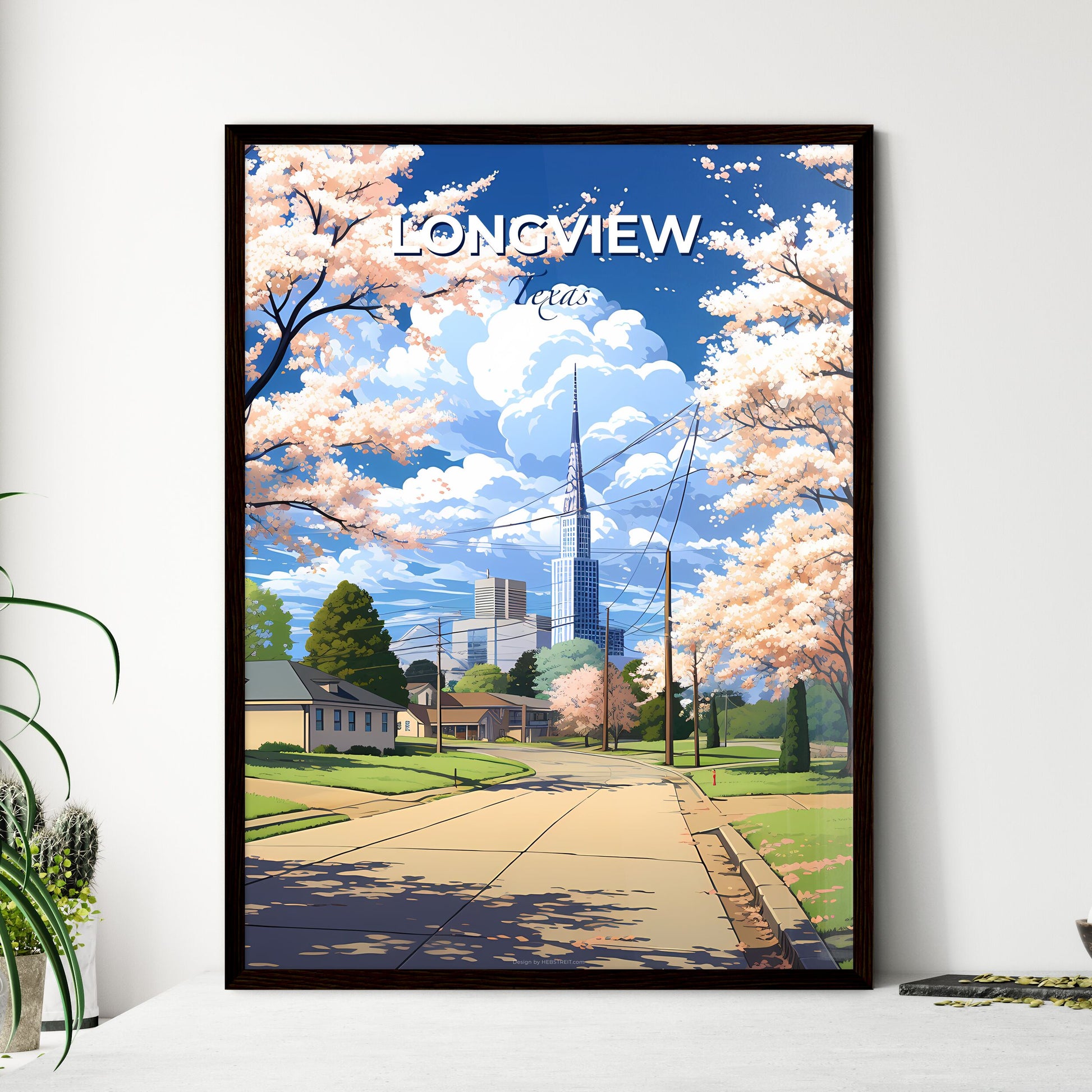 Longview, Texas, A Poster of a road with trees and buildings in the background Default Title