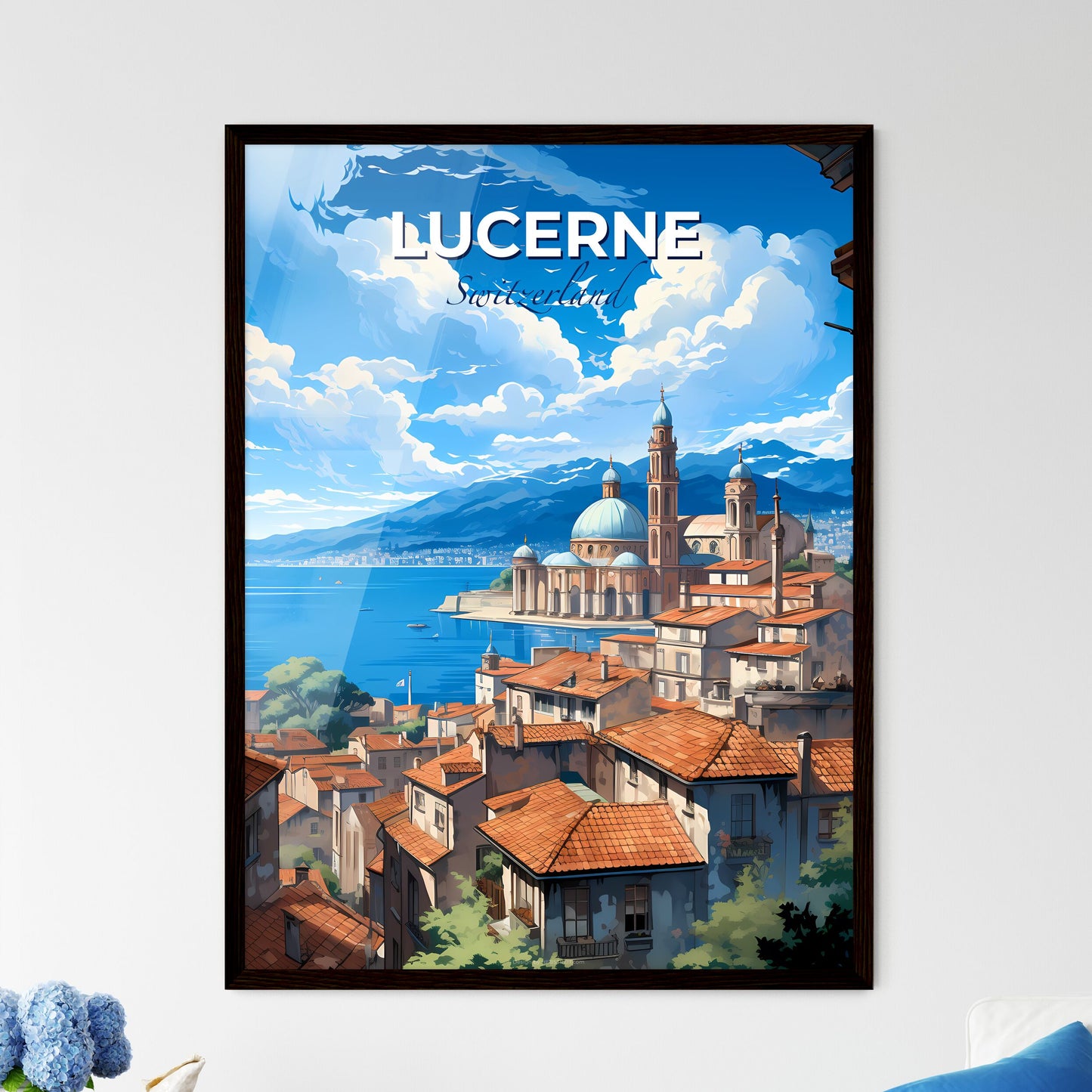 Lucerne, Switzerland, A Poster of a city with a large building and a body of water Default Title