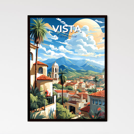 Vista, California, A Poster of a painting of a town with mountains and trees Default Title