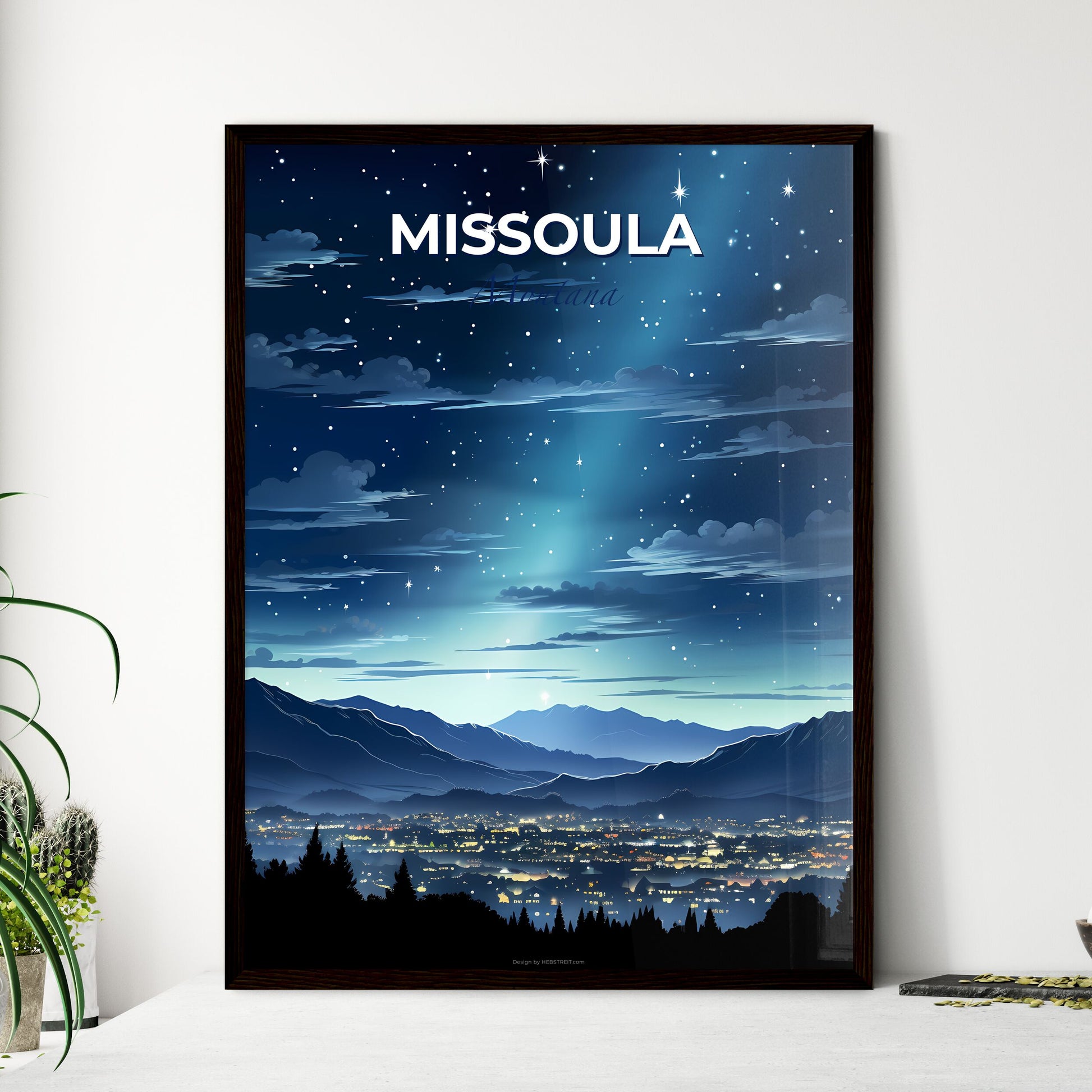 Missoula, Montana, A Poster of a city in the mountains at night Default Title