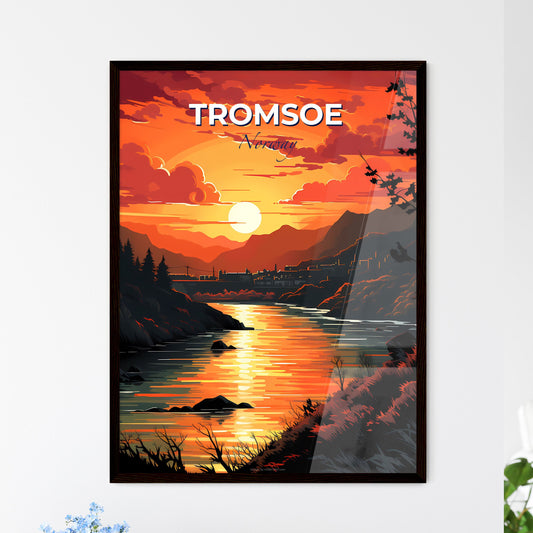 Tromsoe, Norway, A Poster of a sunset over a river Default Title