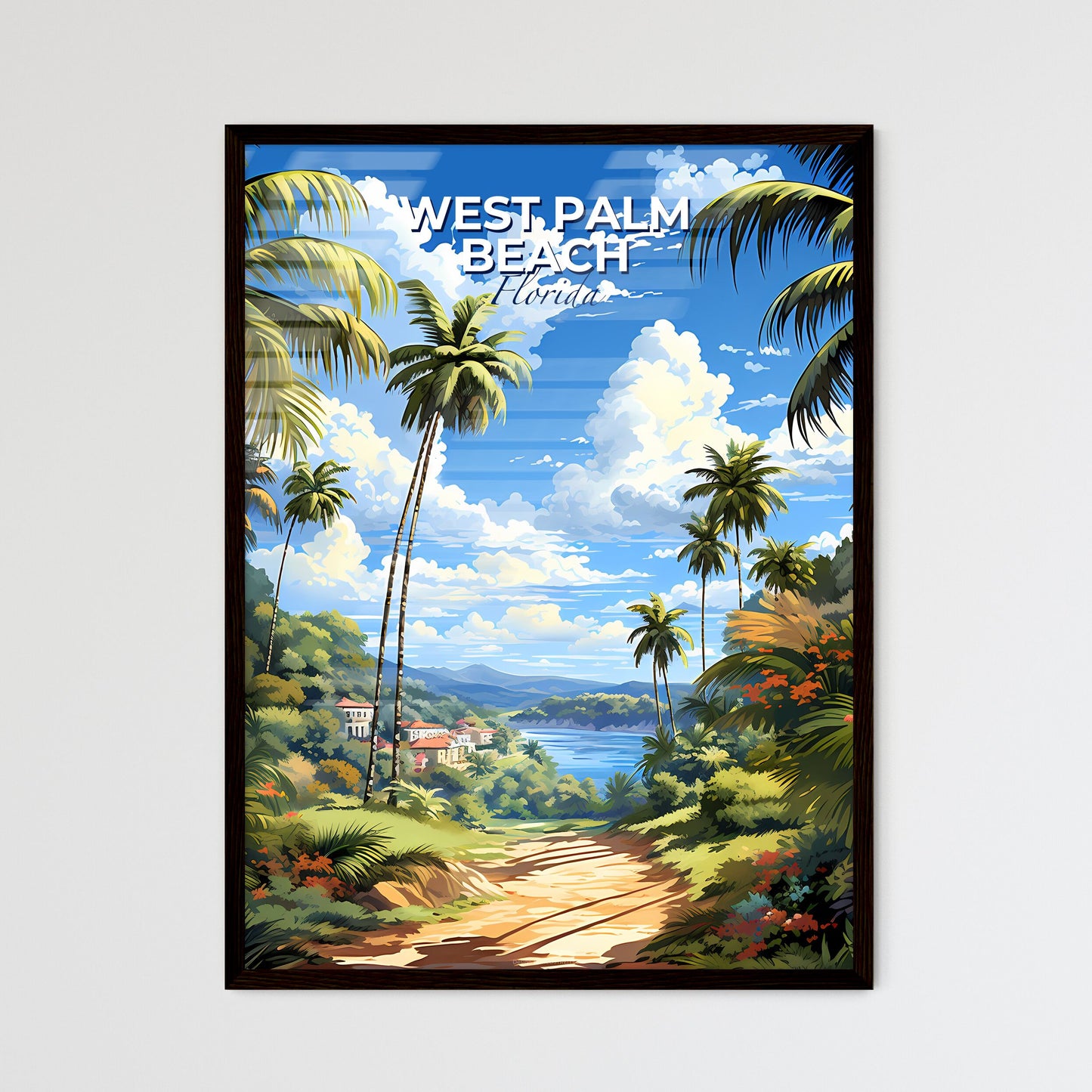 West Palm Beach, Florida, A Poster of a landscape of a tropical forest with palm trees and a body of water Default Title