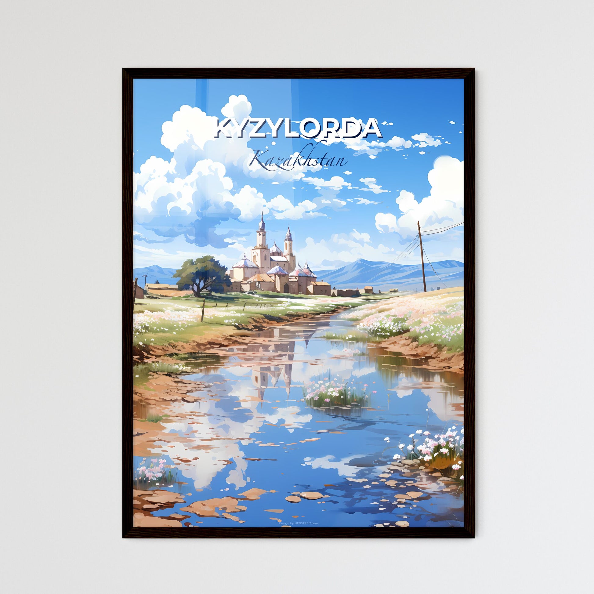 Kyzylorda, Kazakhstan, A Poster of a river running through a village Default Title