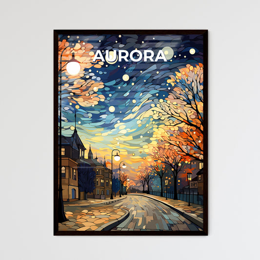Aurora, Illinois, A Poster of a street with trees and street lights Default Title