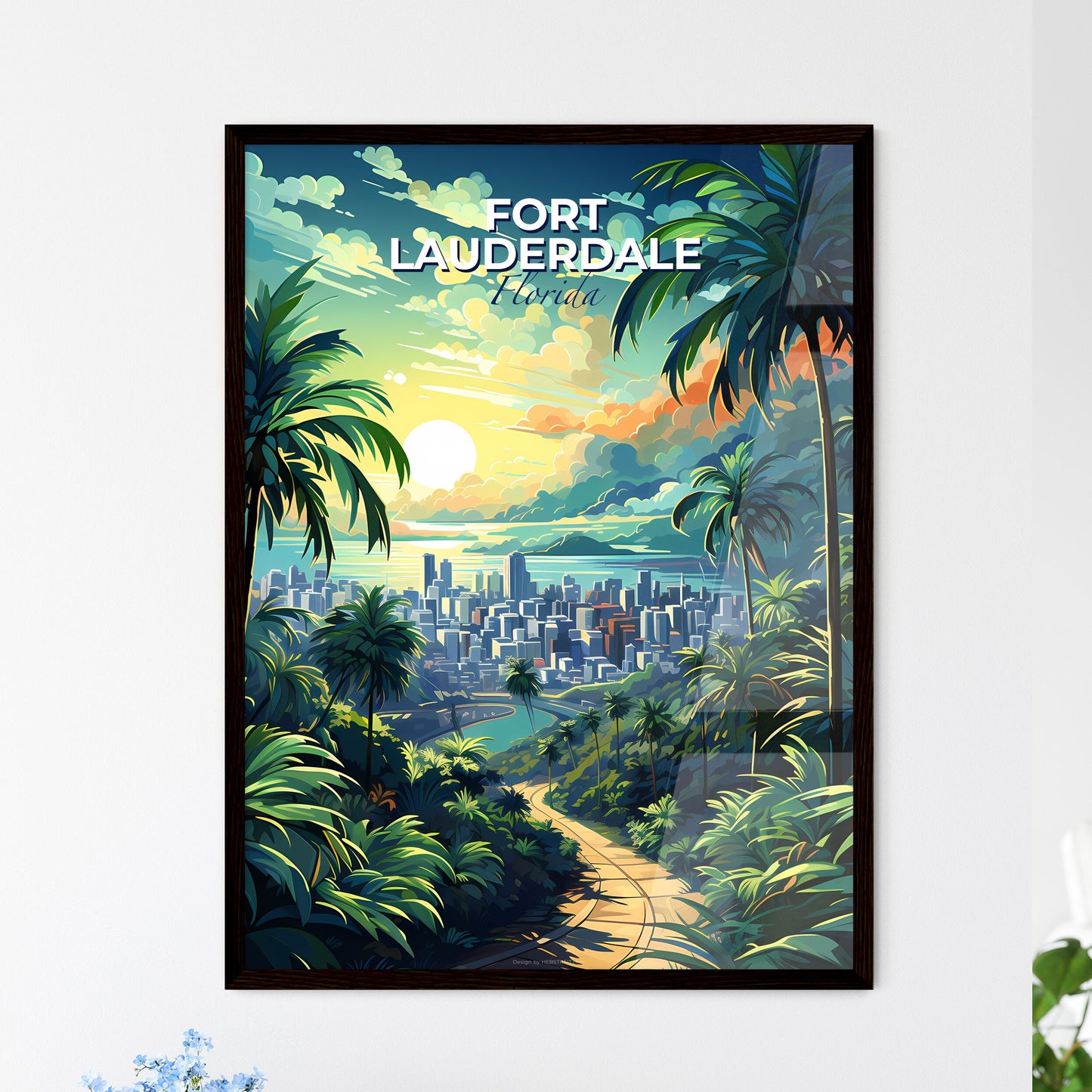 Fort Lauderdale, Florida, A Poster of a road through a tropical forest with palm trees Default Title