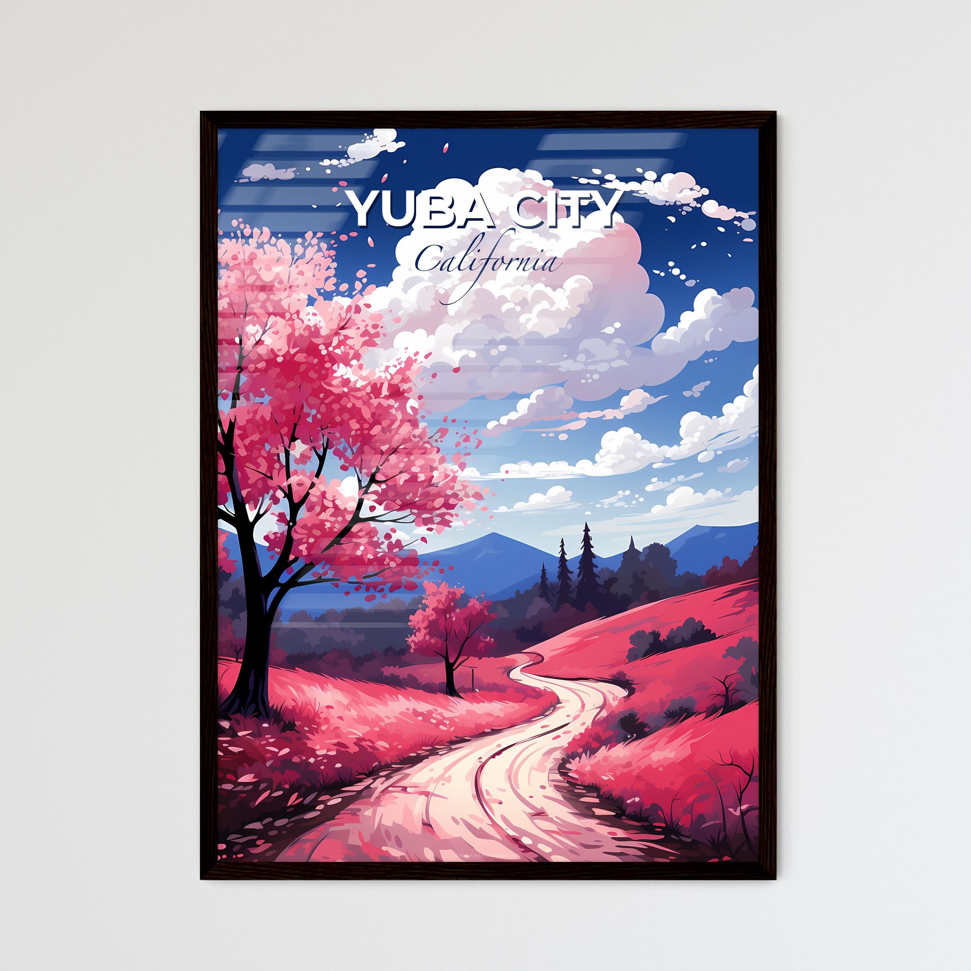 Yuba City, California, A Poster of a road through a pink field Default Title