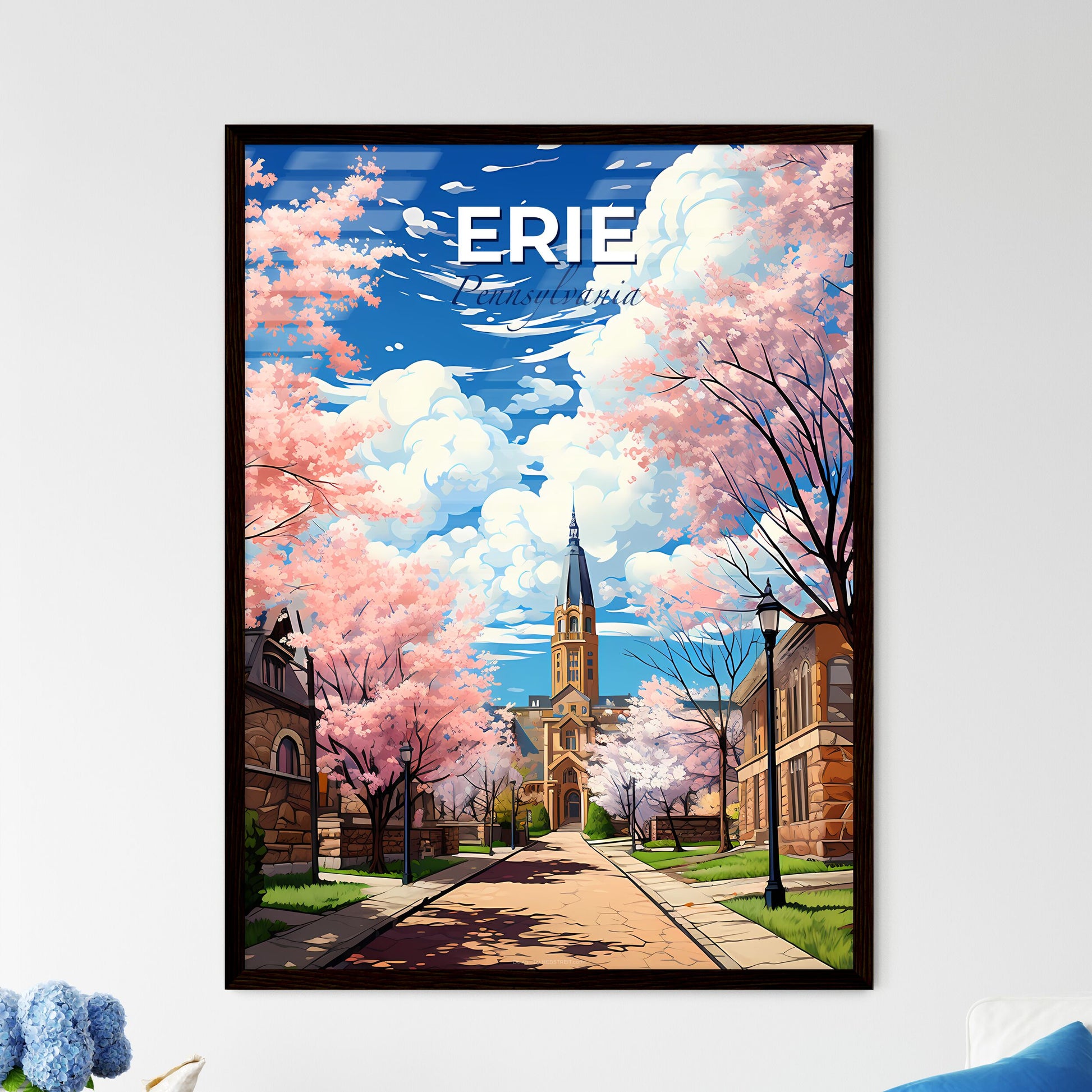 Erie, Pennsylvania, A Poster of a road with trees and buildings in the background Default Title
