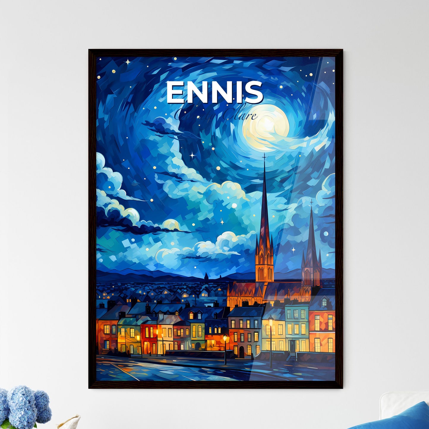 Ennis, County Clare, A Poster of a painting of a city at night Default Title